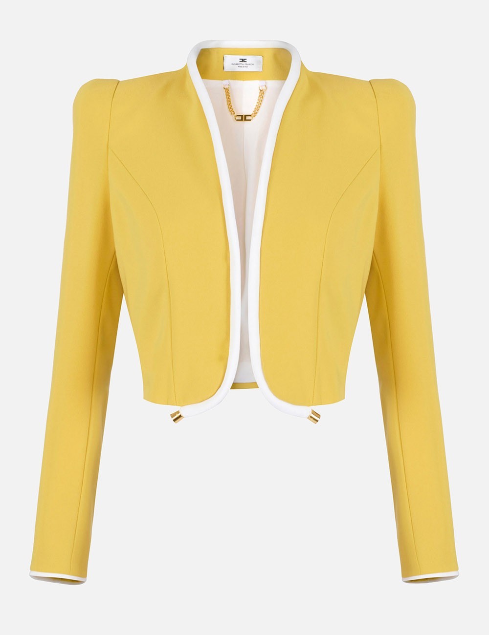 Jacket in lightweight crêpe fabric with 3D piping sun ivory