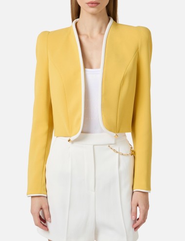 Jacket in lightweight crêpe fabric with 3D piping sun ivory