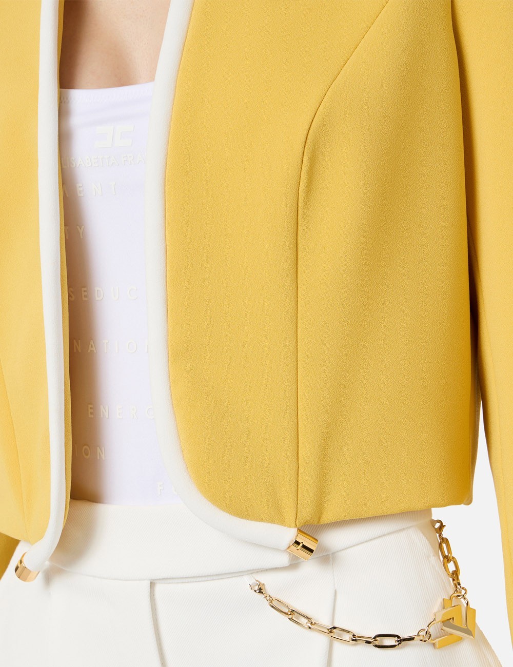 Jacket in lightweight crêpe fabric with 3D piping sun ivory