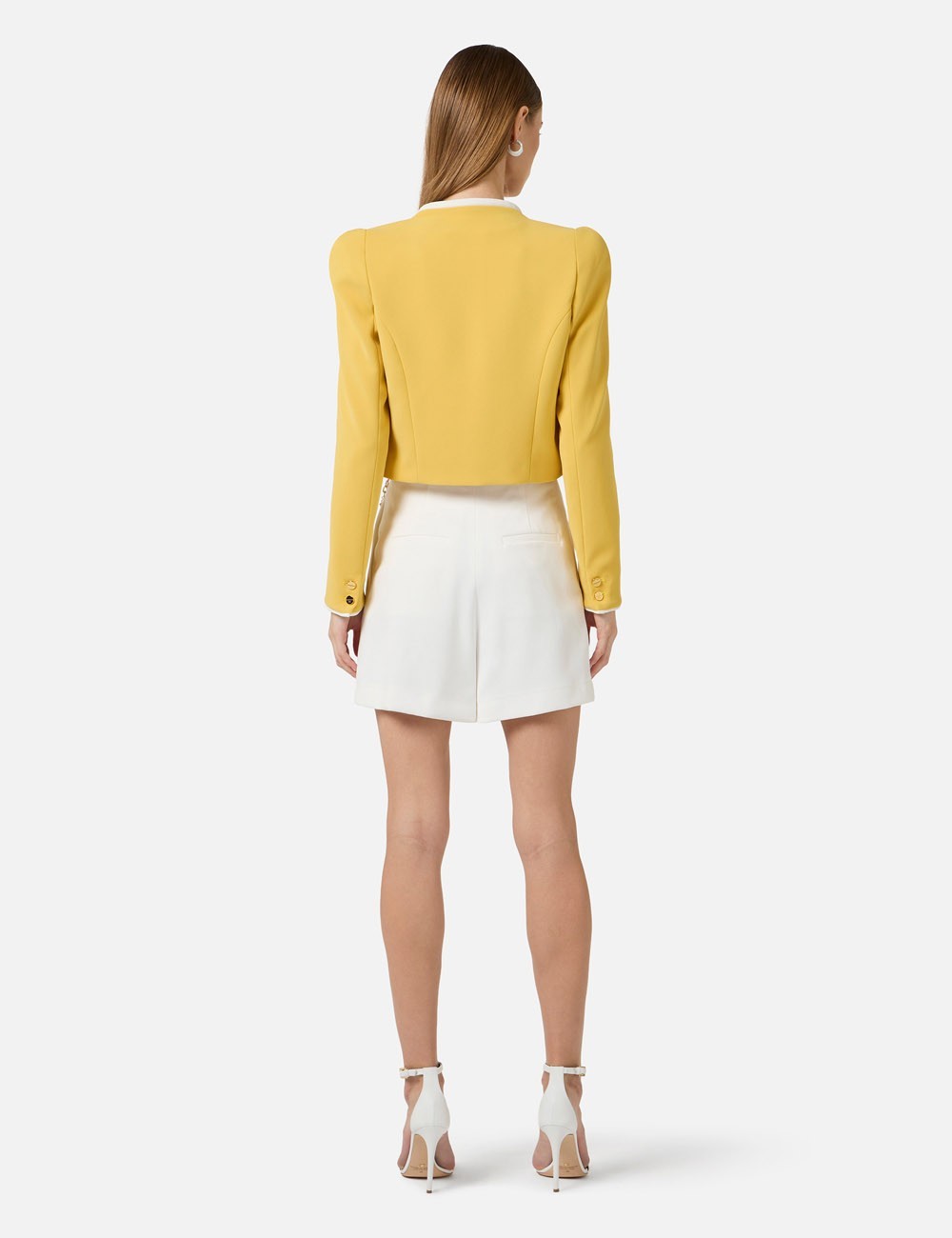 Jacket in lightweight crêpe fabric with 3D piping sun ivory