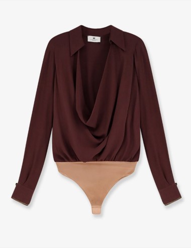 Body in georgette di viscosa cacao
