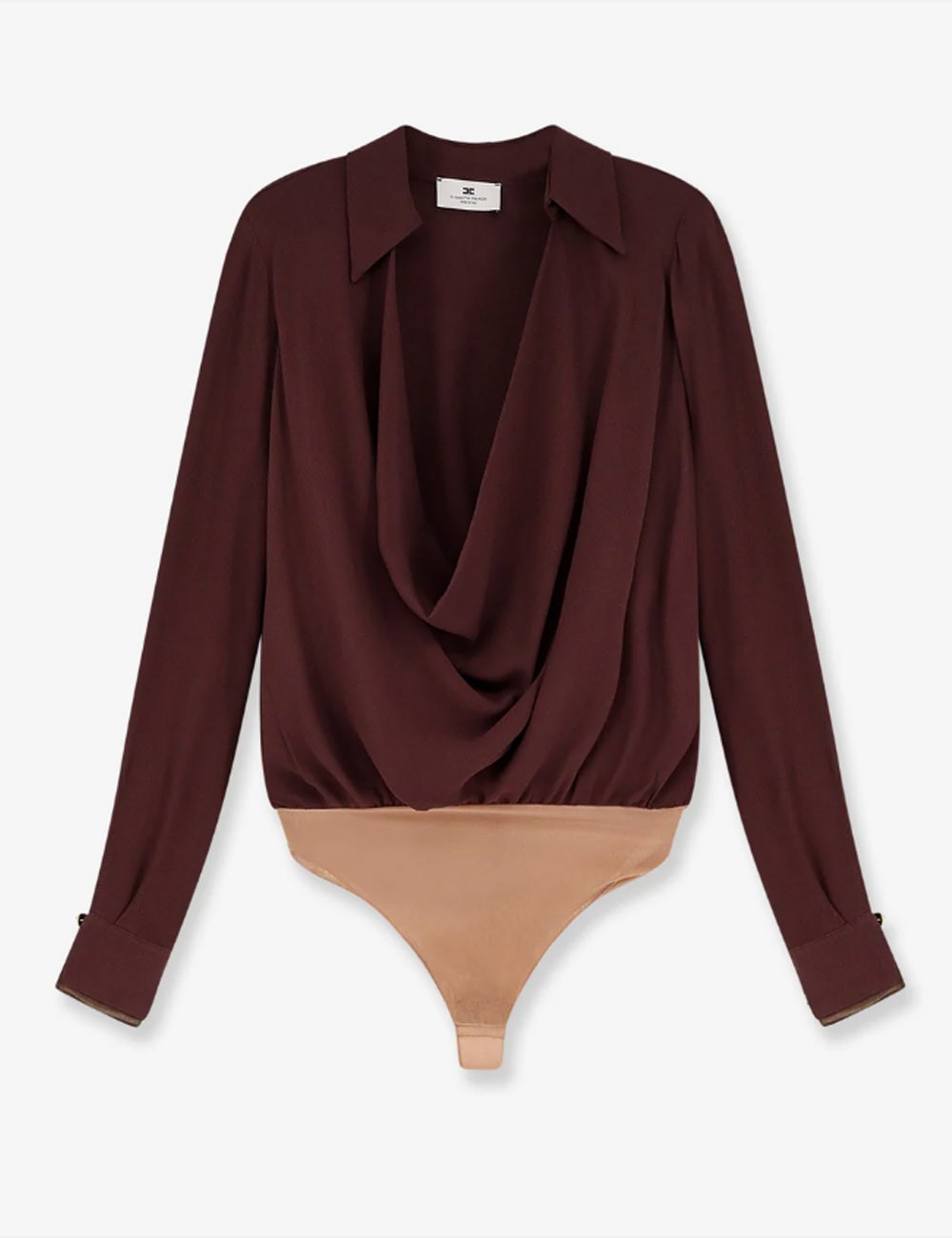 Bodysuit in viscose georgette fabric cacao