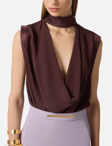 Top in viscose georgette fabric cocoa