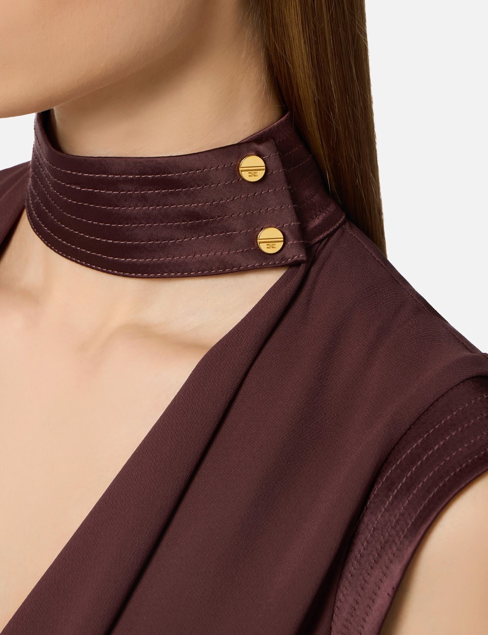 Top in viscose georgette fabric cocoa