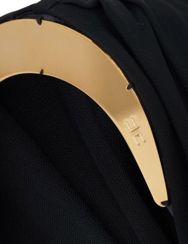 Bodysuit in jersey fabric with jewel shoulder detail black