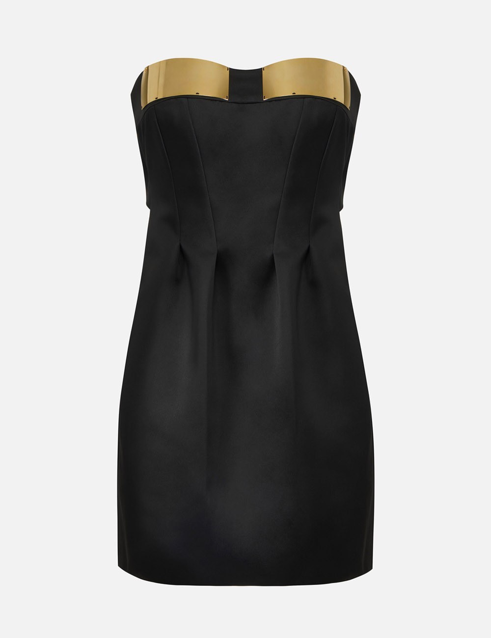 Mini dress in duchess satin with jewel cups black