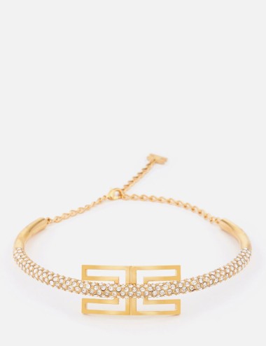 Necklace with logo and rhinestones gold yellow