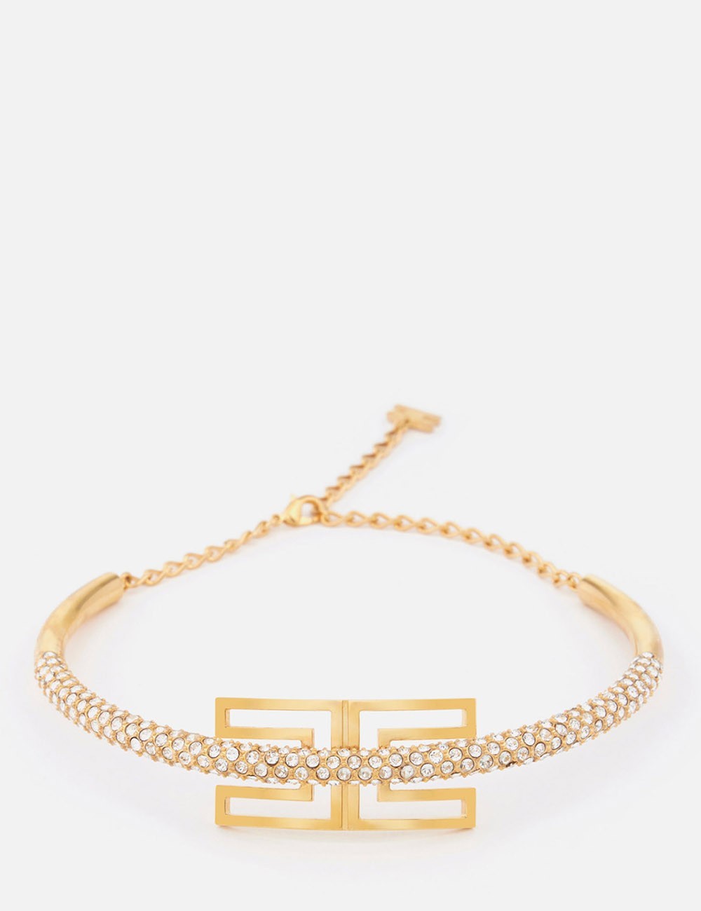 Necklace with logo and rhinestones gold yellow