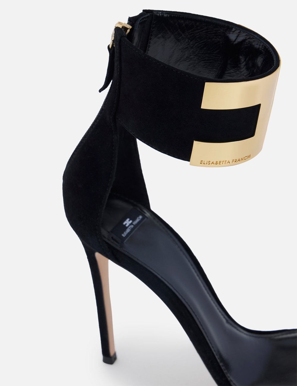 Suede sandals with jewel logo black