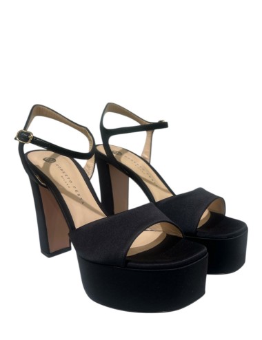 Sandali con plateau ADDIS raso neri