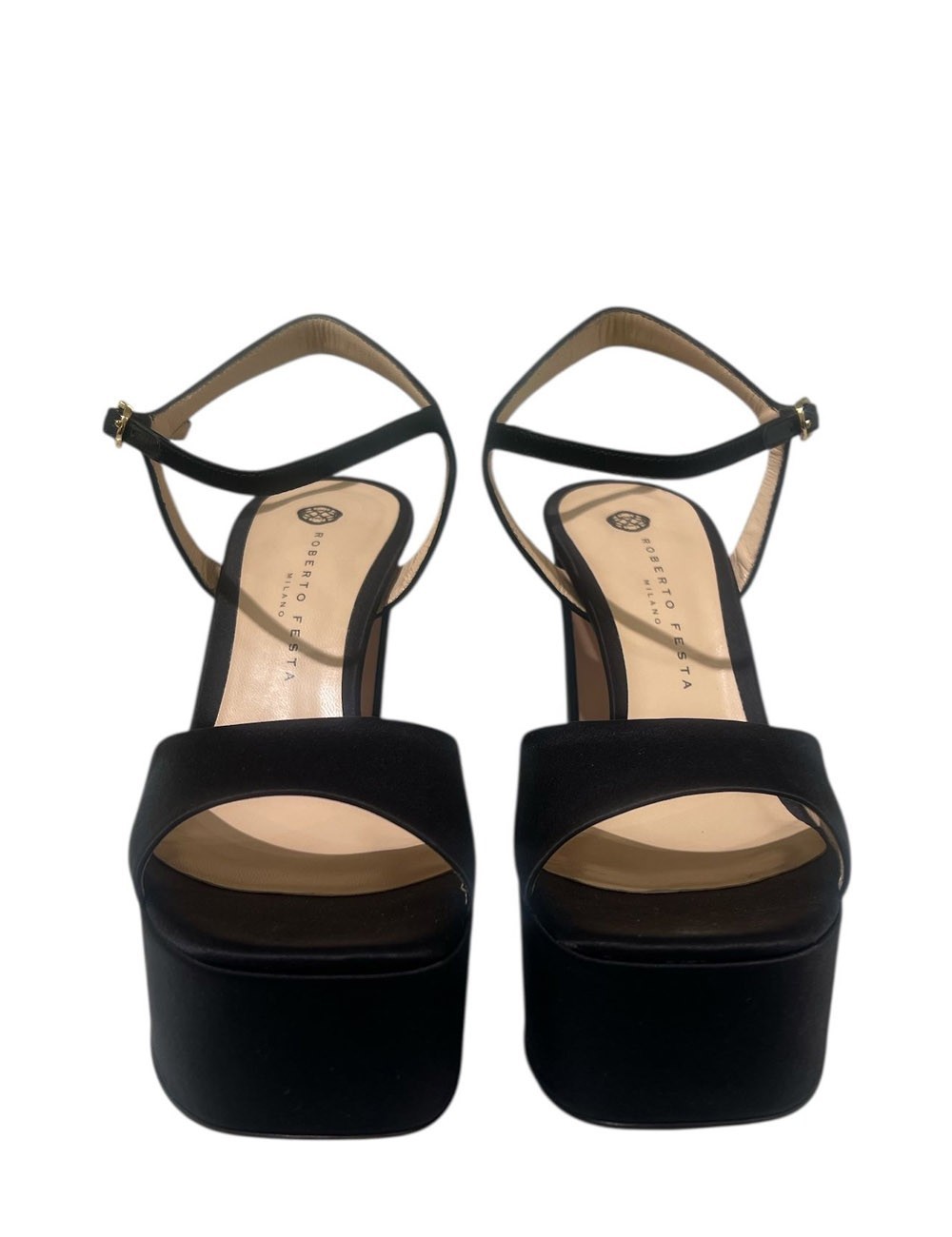 Sandali con plateau ADDIS raso neri