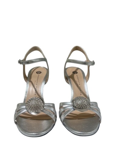 Sandalo Sophie Luxor in pelle metallizzata argento