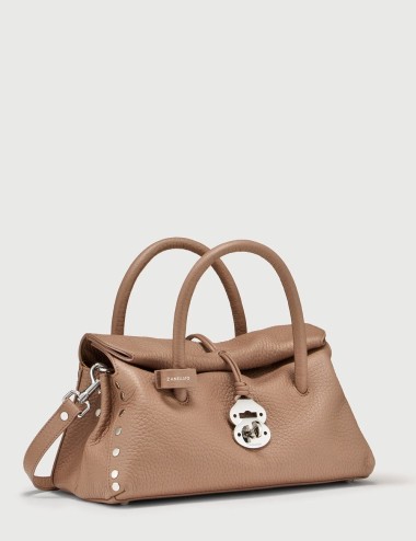 BORSA DOTTA® SMALL IN PELLE MARTELLATA BROWN RIBOLLA