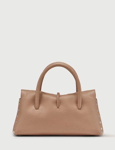 BORSA DOTTA® SMALL IN PELLE MARTELLATA BROWN RIBOLLA