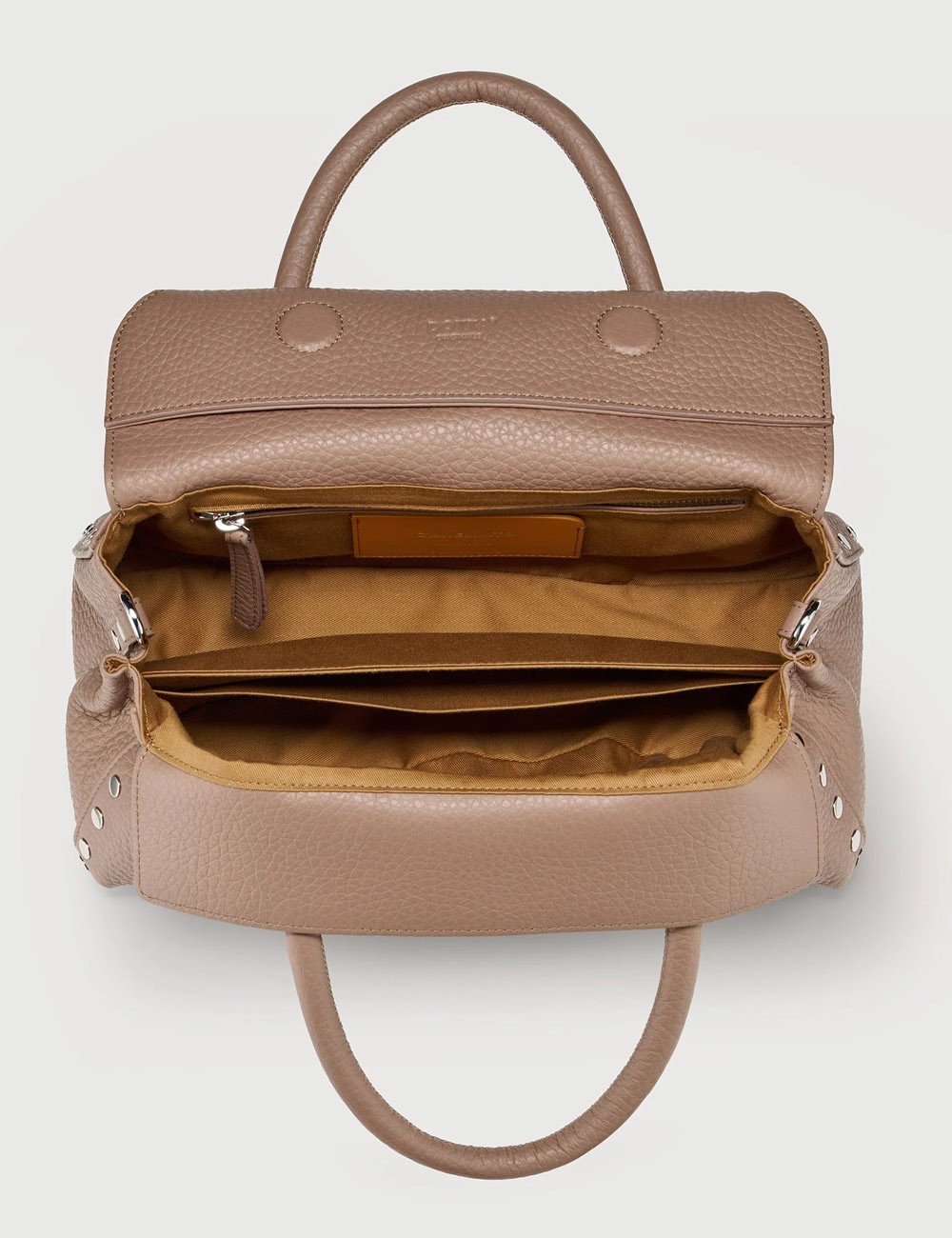 BORSA DOTTA® SMALL IN PELLE MARTELLATA BROWN RIBOLLA