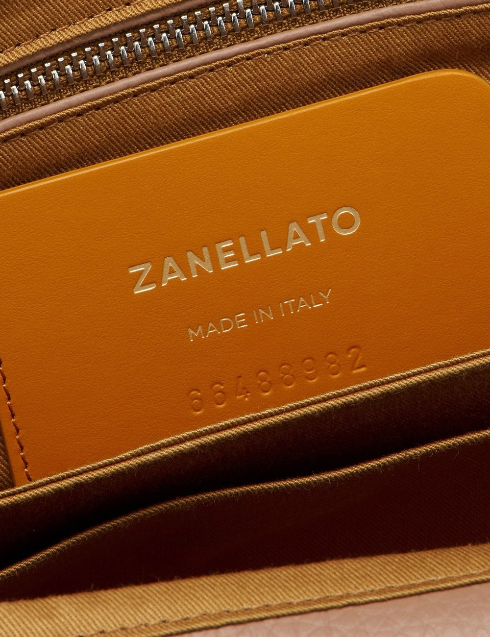 BORSA DOTTA® SMALL IN PELLE MARTELLATA BROWN RIBOLLA