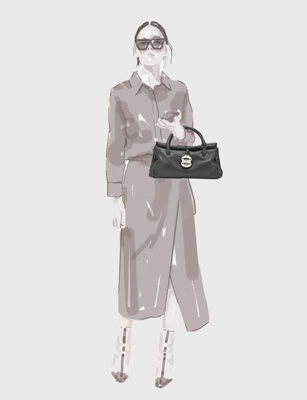 SOTTA® SMALL BAG IN HAMMERED LEATHER IN BROWN RIBOLLA