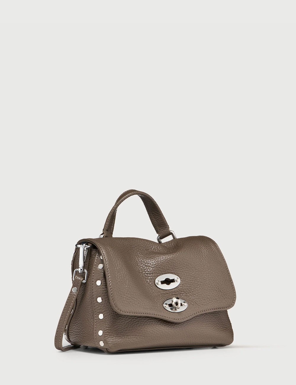 BORSA POSTINA® BABY IN PELLE MARTELLATA GREY NOSTALGIA CANAGLIA