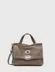 BORSA POSTINA® BABY IN PELLE MARTELLATA GREY NOSTALGIA CANAGLIA