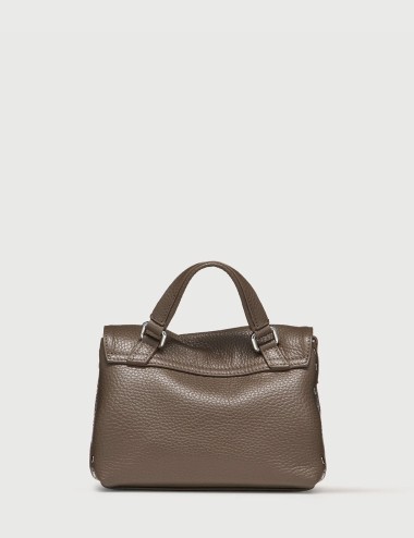 BORSA POSTINA® BABY IN PELLE MARTELLATA GREY NOSTALGIA CANAGLIA