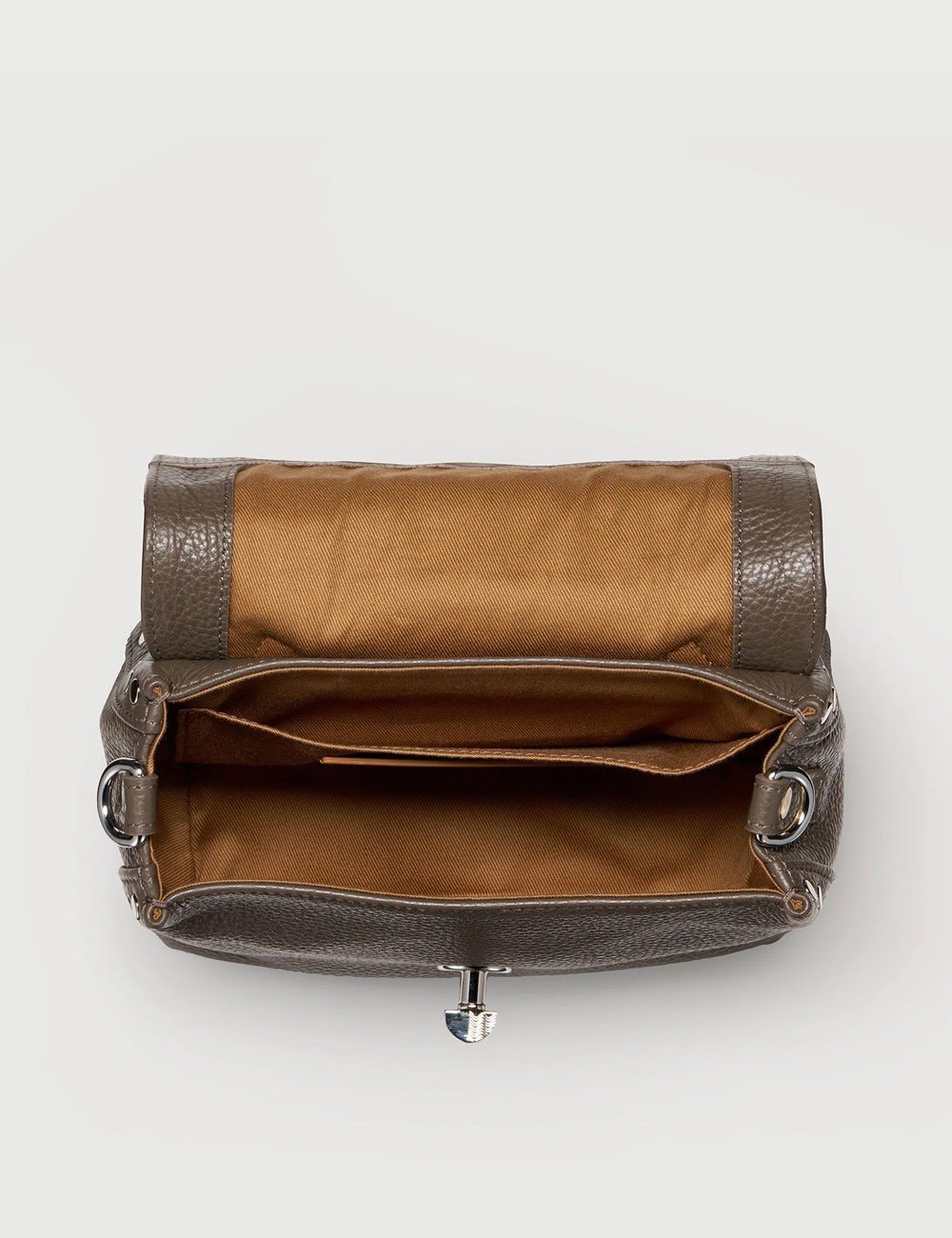 BORSA POSTINA® BABY IN PELLE MARTELLATA GREY NOSTALGIA CANAGLIA