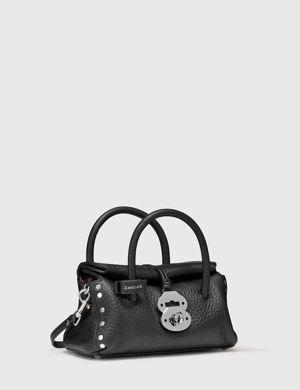 BORSA DOTTA® BABY IN PELLE MARTELLATA BLACK NERO