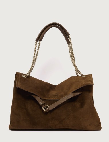 Venus Peach Midi suede leather shoulder bag cocoa