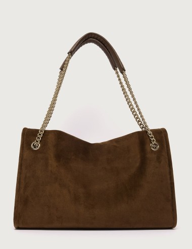 Borsa Venus Peach Midi a spalla in suede cacao