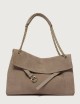 Venus Peach Midi suede leather shoulder bag sand