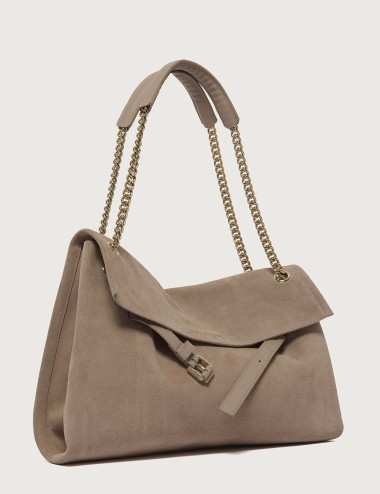 Borsa Venus Peach Midi a spalla in suede sabbia