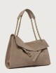 Venus Peach Midi suede leather shoulder bag sand
