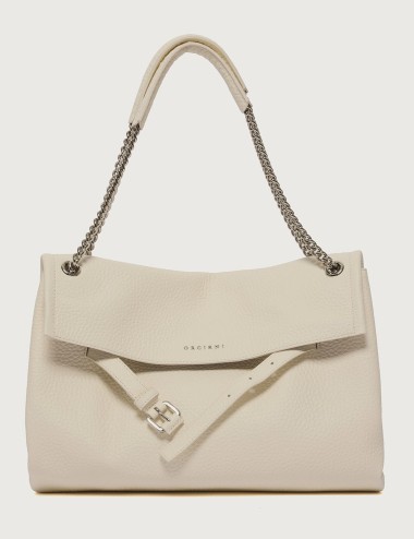 Borsa Venus Soft Midi a spalla in pelle martellata bianca