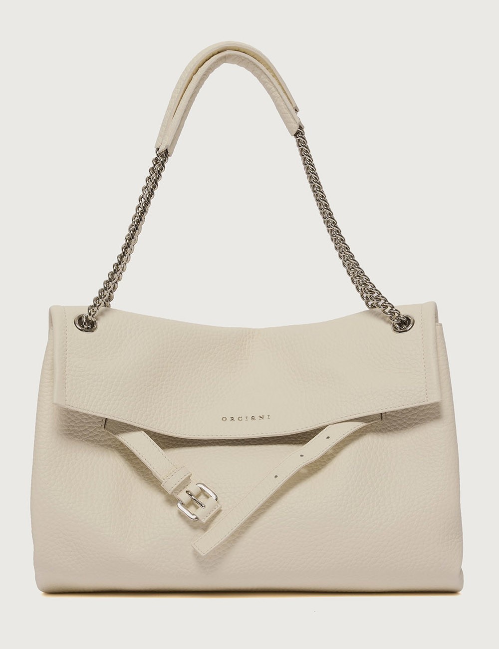 Borsa Venus Soft Midi a spalla in pelle martellata bianca