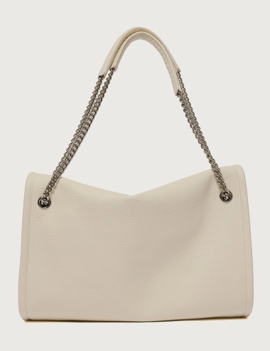 Borsa Venus Soft Midi a spalla in pelle martellata bianca