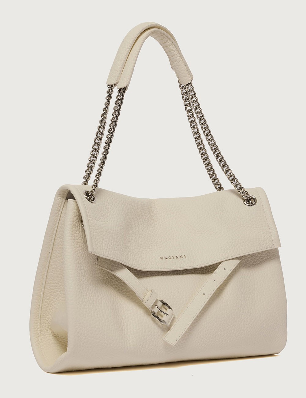 Borsa Venus Soft Midi a spalla in pelle martellata bianca