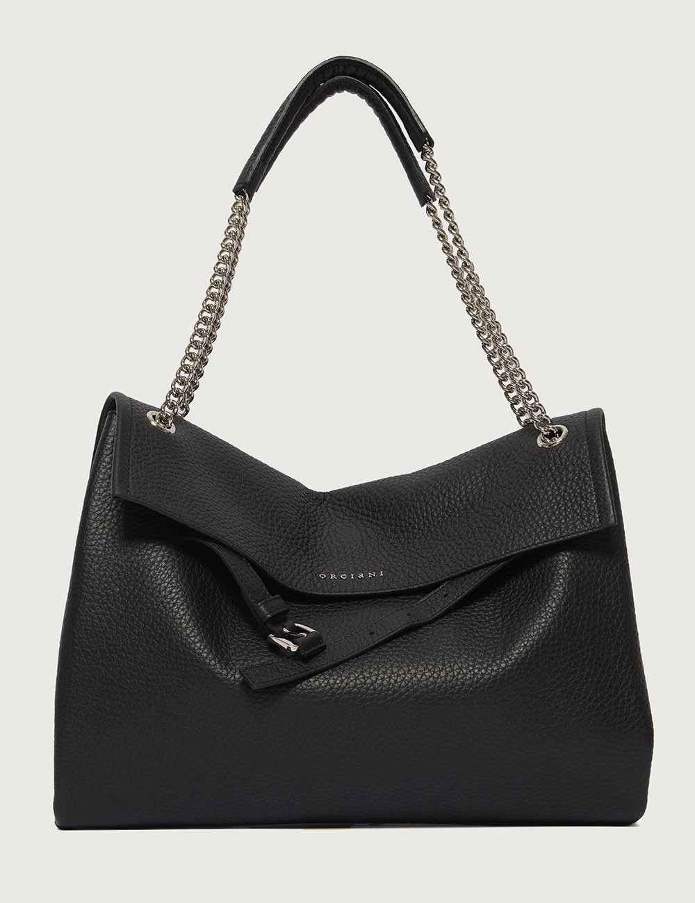 Borsa Venus Soft Midi a spalla in pelle martellata nera