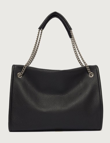 Borsa Venus Soft Midi a spalla in pelle martellata nera