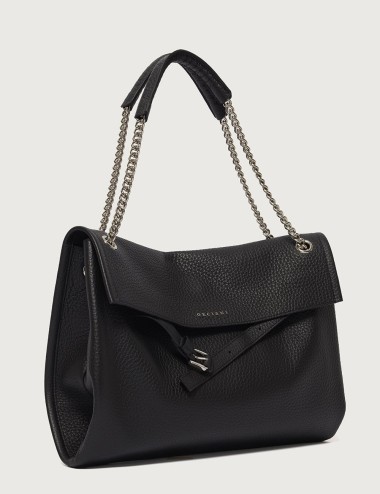 Venus Soft Midi grained leather shoulder bag black