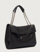 Borsa Venus Soft Midi a spalla in pelle martellata nera