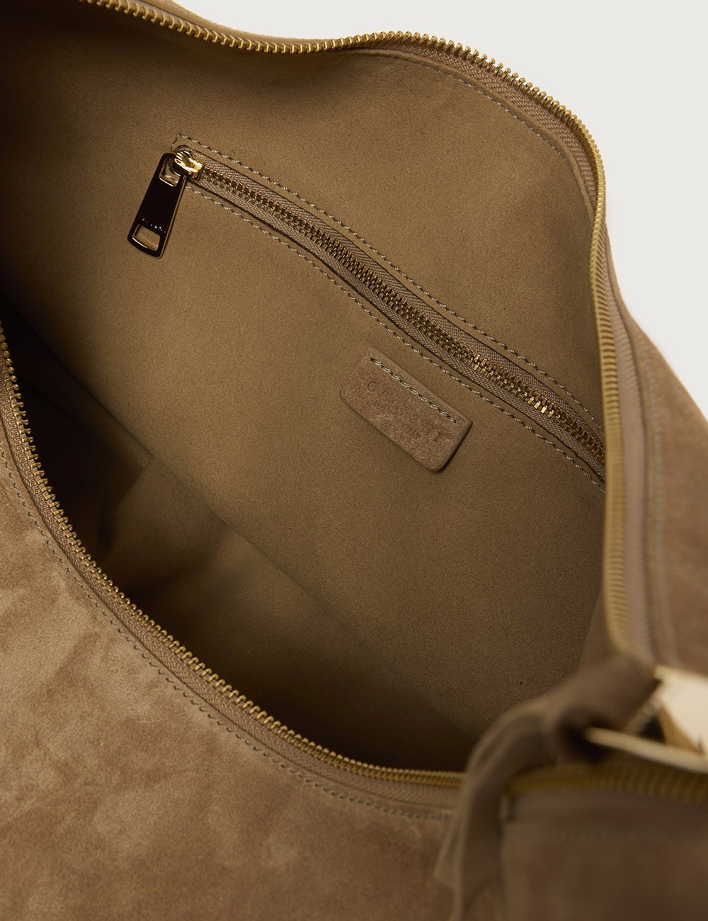 Borsa Isola Peach Fringe Large a spalla in suede biscotto