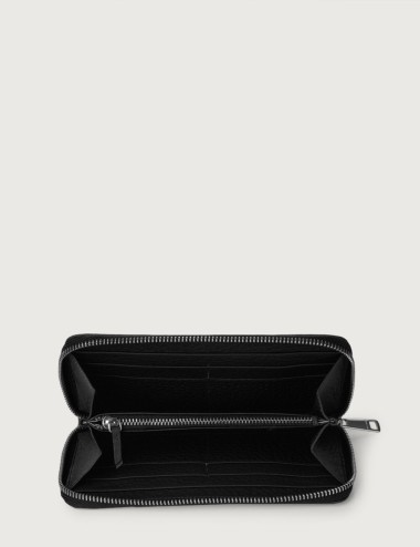 Zip around Soft large leather wallet Black