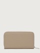Zip around Soft large leather wallet Sand