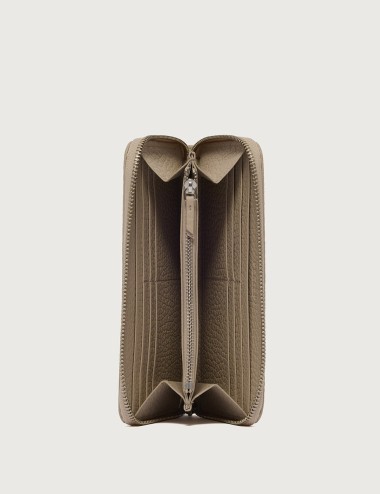 Zip around Soft large leather wallet Sand
