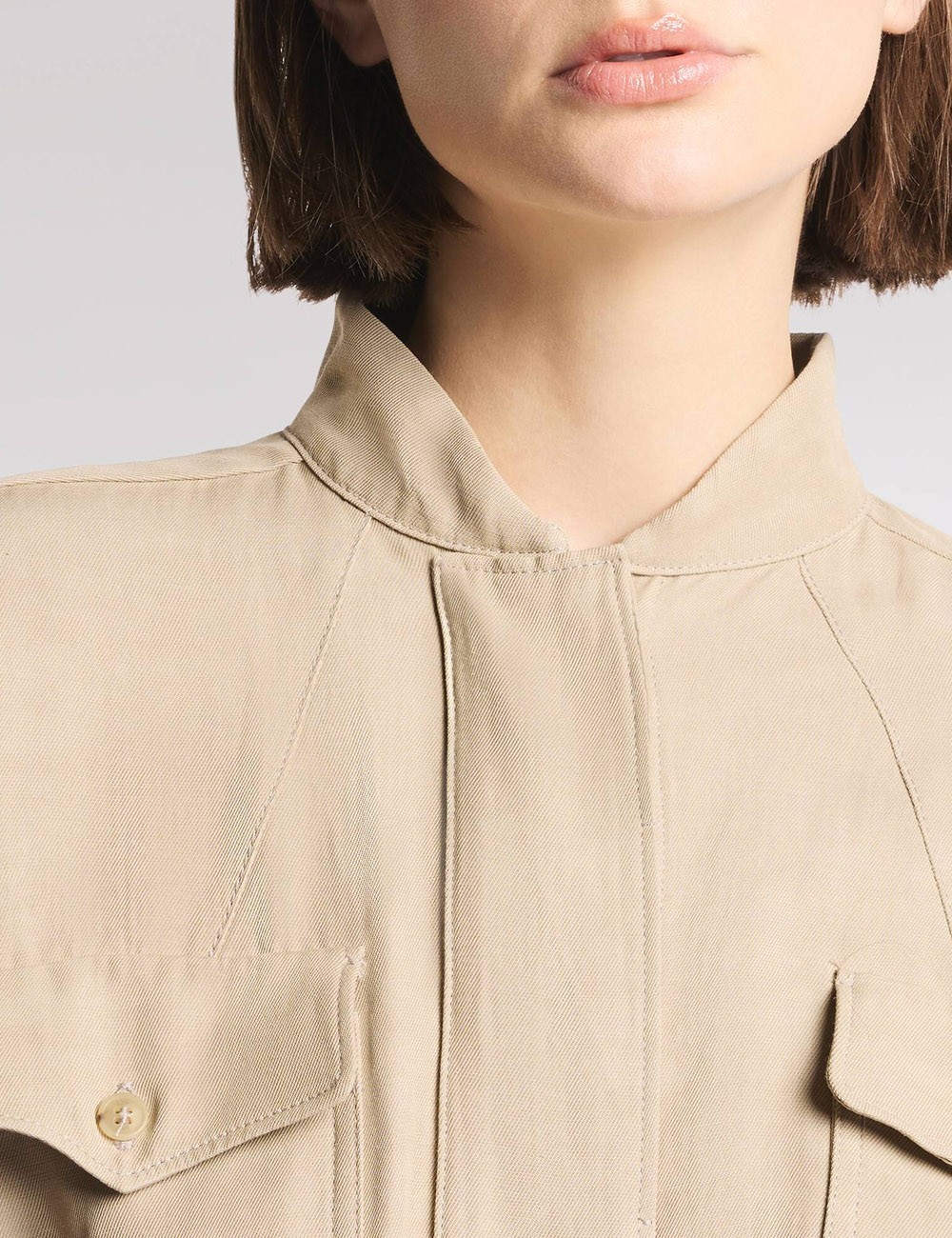 Overshirt in Viscosa e Lino Délavé beige