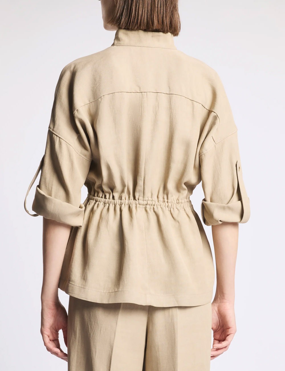 Overshirt in Viscosa e Lino Délavé beige