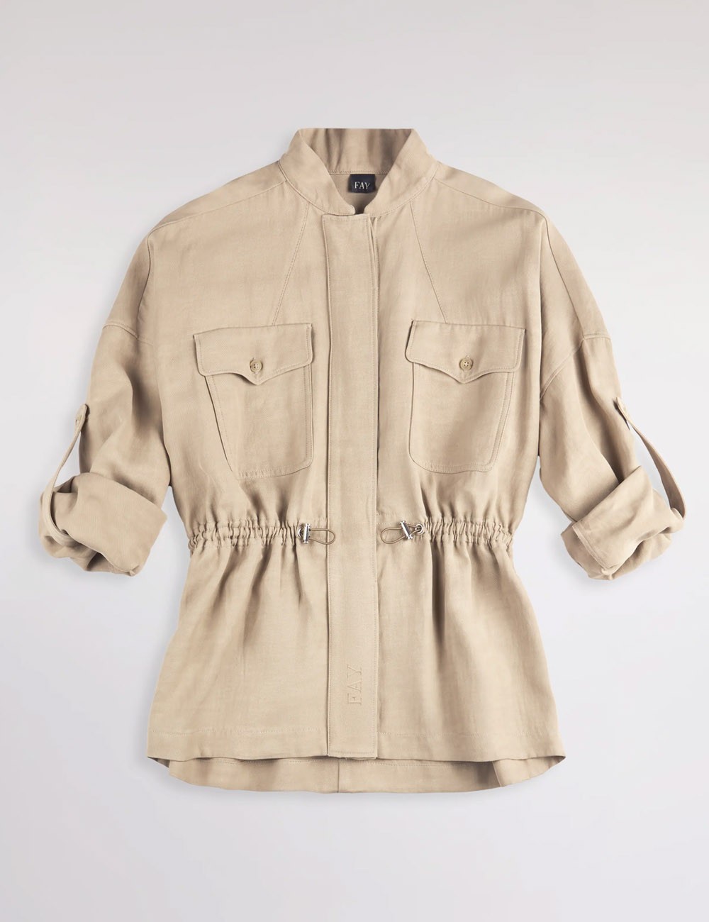 Overshirt in Viscosa e Lino Délavé beige