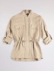 Overshirt in Viscosa e Lino Délavé beige