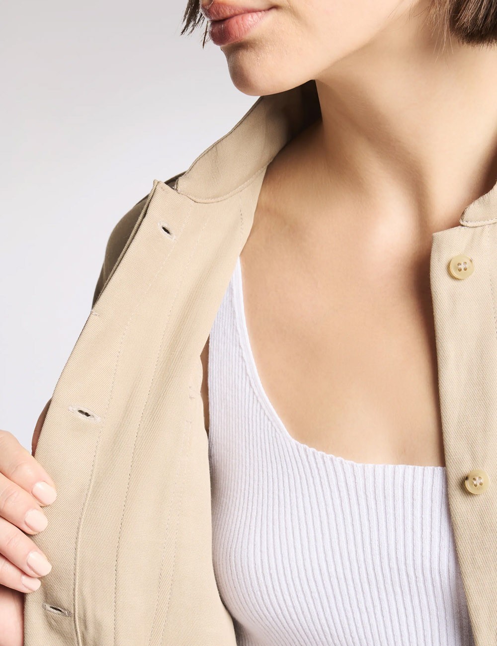 Overshirt in Délavé Viscose and Linen beige