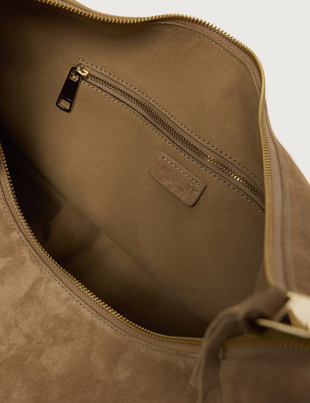 Borsa Isola Peach Fringe Small a spalla in suede biscotto