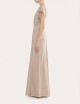 Ruched metallic stretch-jersey maxi dress nude